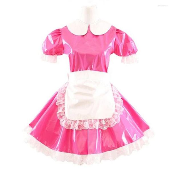 Costumi sexy dolce donna estate Sissy vestito manica corta costume cosplay signora abiti in pelle verniciata carino cameriera francese mini club S-7XL