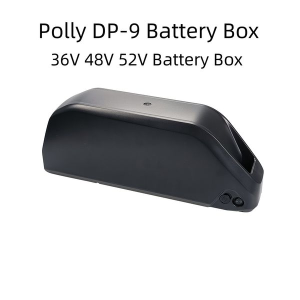 Polly-9 Down Tube Battery Box 36V 48V 52V Caixa vazia com 91pcs 18650 Cell Suport