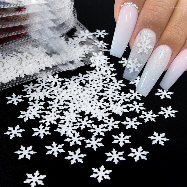 Decorações de arte na unha 2g/pacote 6mm 9mm inverno natal de Natal a laser laser snowflake lantejas de paillets de natalidade de natalidade