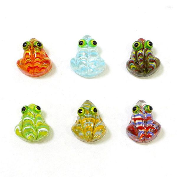 Dekorative Figuren, 6 Stück, individuelle Murano-Glas-Frosch-Mini-Ornamente, niedliche Oster-Cartoon-Tier, kleine Kröten-Statuen, Zuhause, Schreibtisch, Feengarten-Dekoration