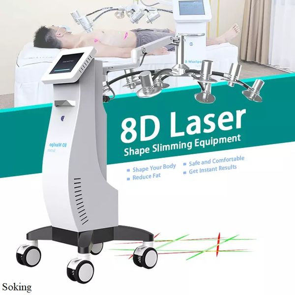 Zerona Laser Slimming Machine 8D Moldação de lipolaser vermelha e verde Luz fria de 530 nm 635 nm Lasers Corpo Corpo Slim Perda de gordura Máquina de redução de celulite Dual