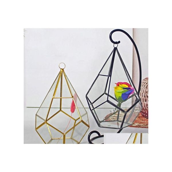 Вазы миниатюрный стеклянный террариум вазы геометрический алмазный настольный настольный плантатор садовый плантатор Внутренний тепличный панель сумас