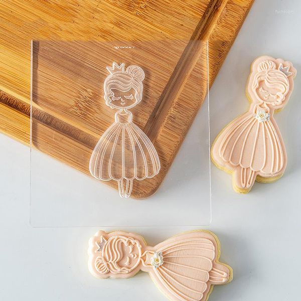 Moldes de cozimento Princesa acrílica Molde em relevo Feliz Aniversário Fondant Sugar Craft Cookies