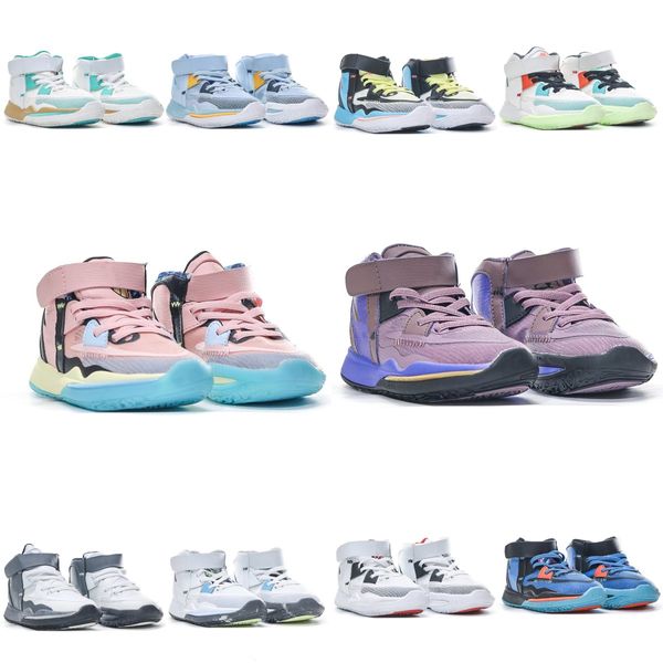 8 Tasarımcı Çocuk Ayakkabı Çocuk Basketbol Enfinity Sneaker Siyah Kid Gençlik Toddler Ayakkabı Mavi Gri Erkekler Bebekler Eğitmenler Bebek Dışarı Kapı Spor Spor ayakkabıları
