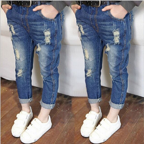 Брюки весенняя осень детские джинсы брюки девочка -дыра Джинсовые брюки Cool Design 221207