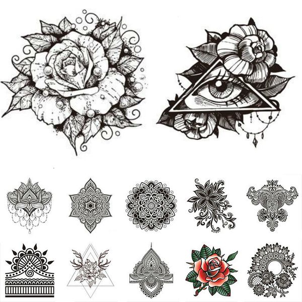 Tatuagens temporárias cd cd cd à prova d'água henna flor índio estilos de tatuagem de volta para trás adesivos de tatuagem nacional 80cm adesivos de tatuagem corporal 500pcs 221208