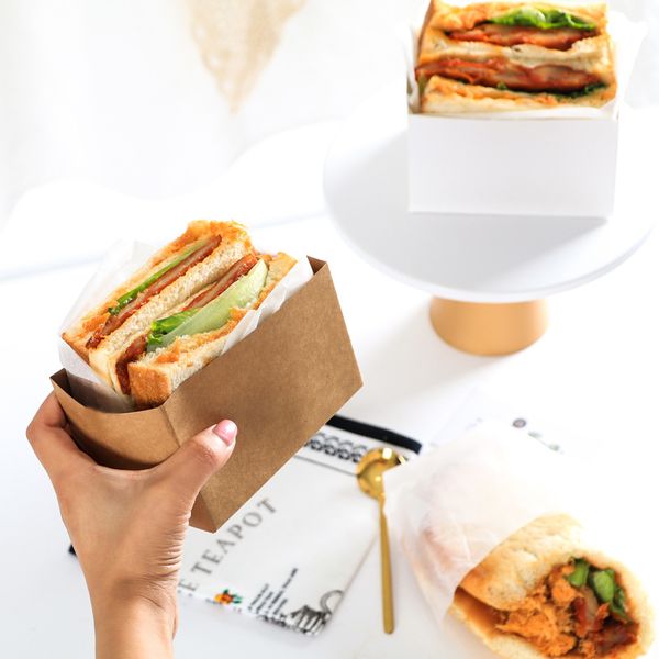 Sandviç kraft kağıt kalın tost paketi kahvaltı ambalaj kutusu hamburger gres kağıt tepsi hediye sargısı