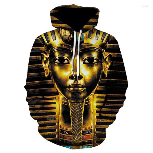 Hoodies masculinos faraó egípcios estampestres com capuz longos para moletom moleto