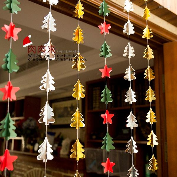Noel dekorasyonları dekoratif perde düzenlemesi kağıt çiçek pencere anaokulu dekorasyon asılı