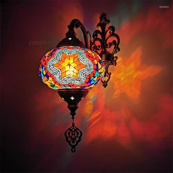 Wandleuchte Est, große Größe, mediterraner Stil, türkisches Art-Deco-Mosaik, handgefertigtes Glas, romantisches Licht