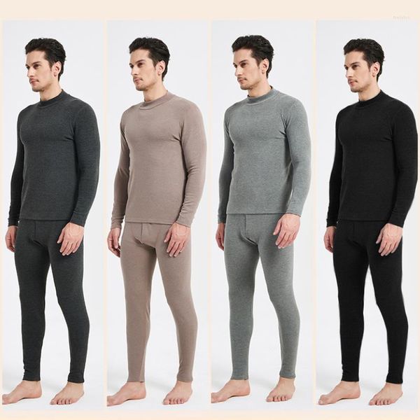 Intimo termico da uomo AIIOU Inverno Uomo Leggins da uomo Abbigliamento Pantaloni riscaldanti Calzamaglia lunga Mutandoni Collare a mezza altezza Mutande