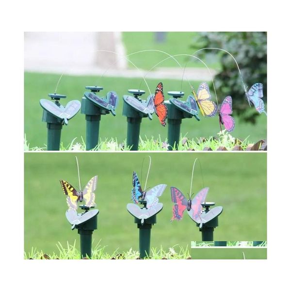 Decorazioni da giardino Energia solare Mosche danzanti Farfalle Decorazioni da giardino Vibrazione svolazzante Mosca Colibrì Uccelli volanti Cortile F Dhers