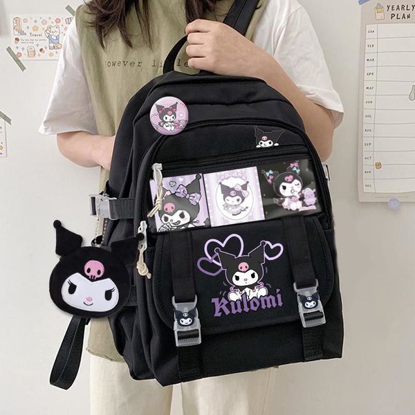 Bambole di peluche Stile Kawaii Sanrioed Anime Kuromi My Melody Cinnamoroll Simpatico cartone animato Borsa da scuola per studenti con zaino di grande capacità 221208