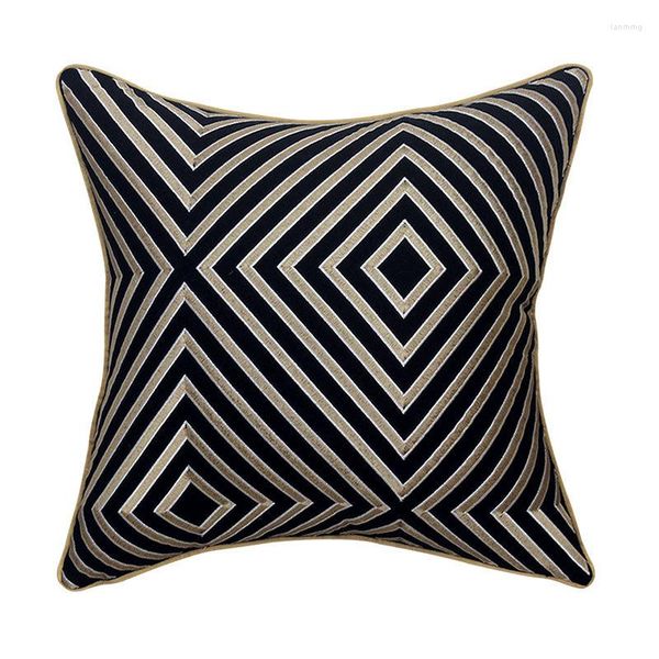 Подушка Dunxdeco Cover Decorative Square Case Modern Loft Simple Black Gold Geometric Emelcemy Luxury Dofa Coussin