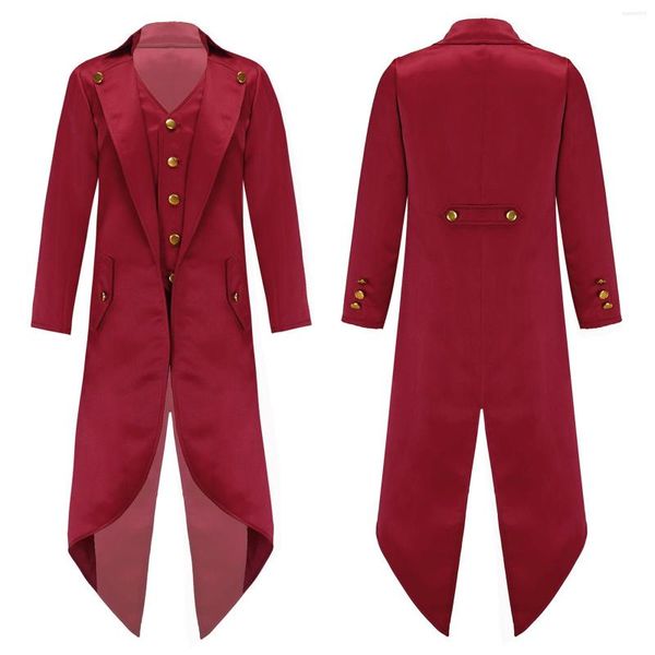 Coat Renascença steampunk smoking gentlema tailcoat halloween fantasia infantil pirata medieval vampiro vitoriano jaqueta de vestido de vestuário