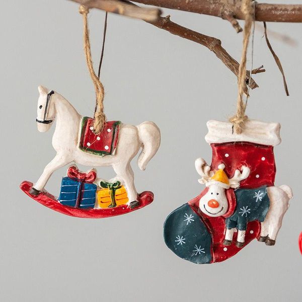 Weihnachtsdekorationen, Dekoration, Kunsthandwerk, kleiner Harz-Anhänger, niedliches Pferd, Rentier-Muster, Weihnachtsbaum