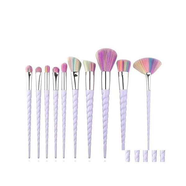 Andere Haushaltsdiverses 10-teiliges Diverses Make-up-Pinsel-Set für Puder, Foundation, Rouge, Blending, Lidschatten, Lippen, Kosmetik, Schönheit, Make-up B Dhodg