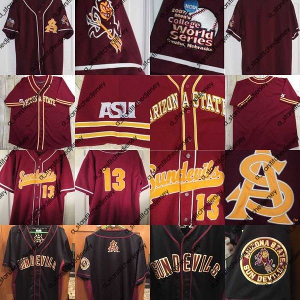 Maglia da baseball Arizona State Sun Devils 2007 College World Series Personalizzata Qualsiasi nome Qualsiasi numero Uomo Gioventù Donna