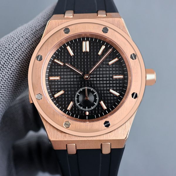 Goldene Herren-Automatik-Mechanikuhren im klassischen Stil, 42-mm-Armbanduhren mit komplettem Edelstahlarmband und Saphirglas, superleuchtend, Montre-De-Luxe-Uhren in königlicher Qualität
