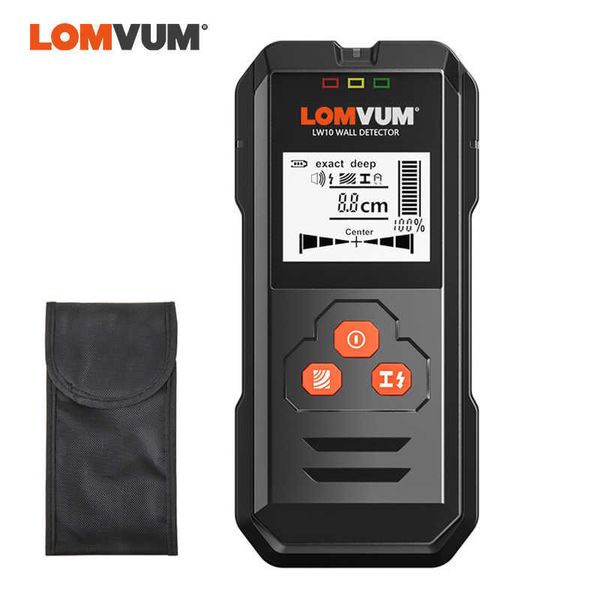 LOMVUM Metalldetektor mit Hintergrundbeleuchtung, schwarz, AC-Holzbolzensucher, Kabeldrähte, Tiefentracker, Untergrund-Sturs-Wandscanner, LCD-HD-Display