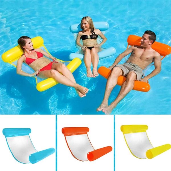 PVC Sommer aufblasbare faltbare schwimmende Reihe Schwimmbad Wasser Hängematte Luftmatratzen Bett Strand Wassersport Liegestuhl mit 1 Stück Pumpe Geschenk