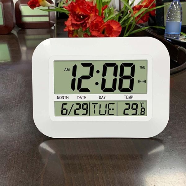 Orologi da parete Grande orologio digitale con calendario giorno/data/temperatura Conto alla rovescia Timer silenzioso per comodino Camera da letto per interni casa scuola