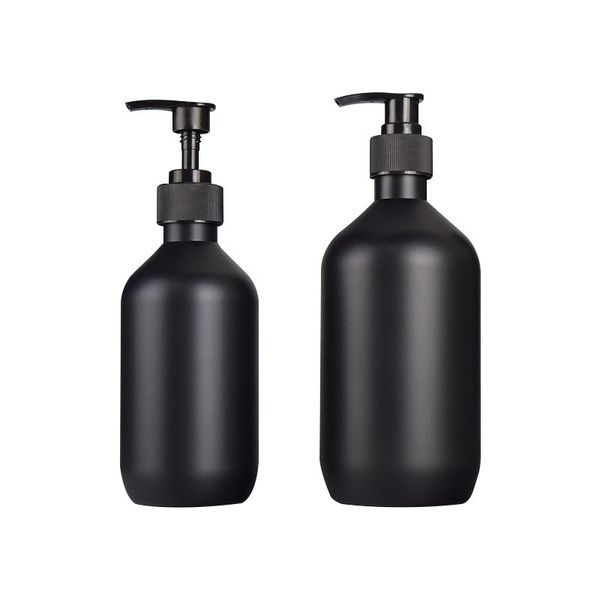 Dispenser di sapone nero opaco Lozione per le mani Shampoo Bottiglie di gel doccia 300ml Bottiglia di plastica PET da 500ml con pompe per bagno