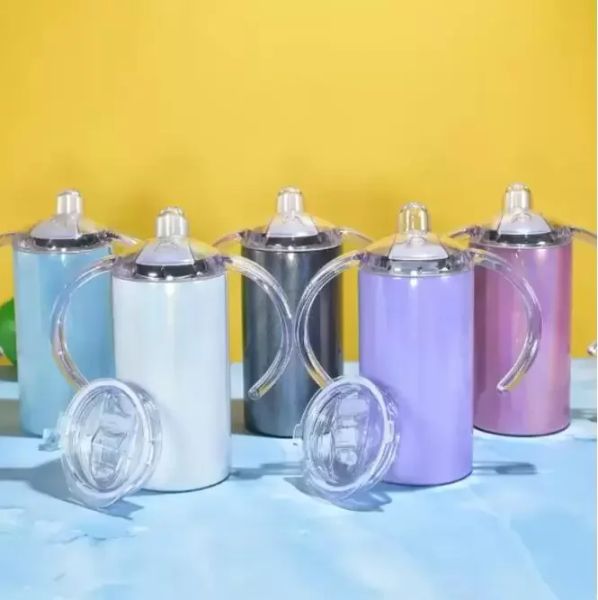 Сублимация 12 унций блестящие кружки Sippy Cup Straight Shimmer Tumbler из нержавеющей стали детская чашка