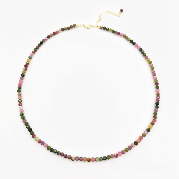 Girocolli Collana con tormalina sfaccettata Arcobaleno Pietre preziose multicolori Pietre naturali Perline Collier in oro 14 carati Femme Donna BOHO 221207