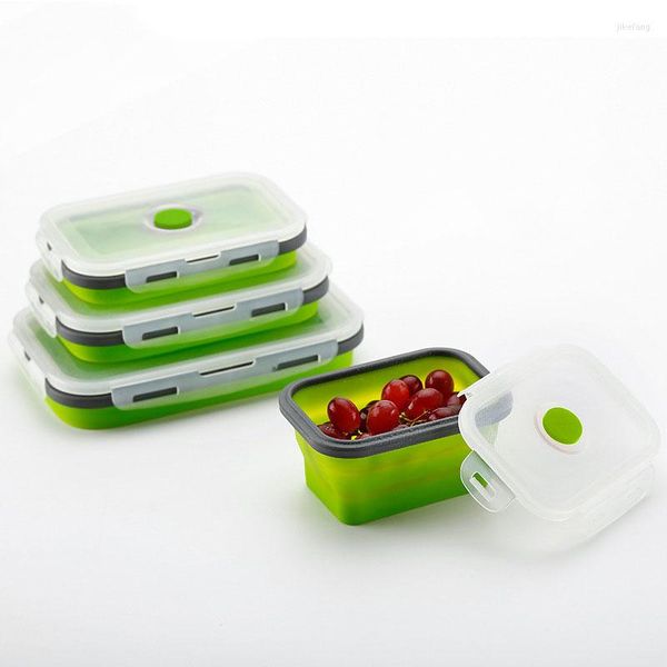 Tigelas grandes lanche dobráveis ​​lanche de silicone recipiente de salada de frutas caixas de tigela colapsível refeição preparar utensílios alimentos de jantar