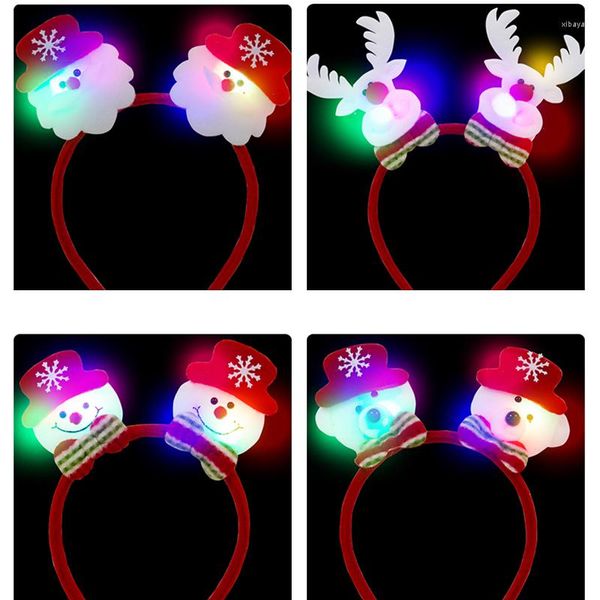 Decorazioni natalizie Bella fascia per capelli Santa Renna Pupazzo di neve Orso LED Luce Fascia per capelli Schiarimento Doppia testa Decorazione natalizia F