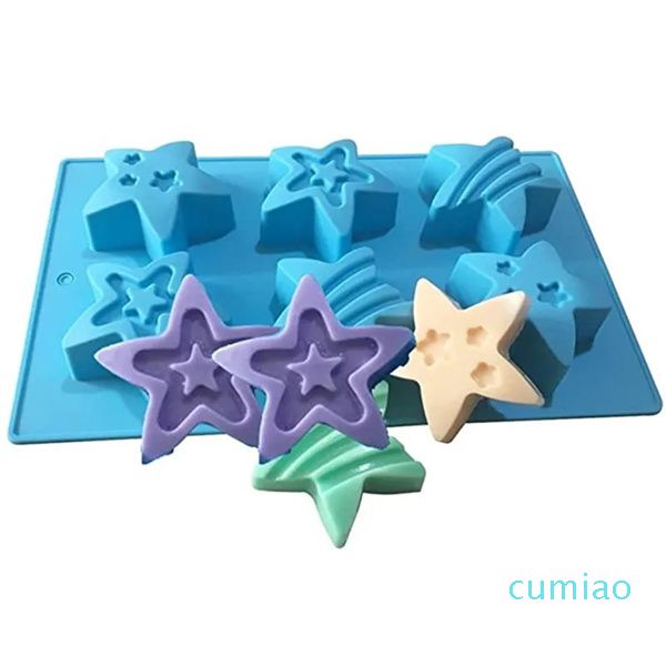 Molde de silicone em forma de estrela, decoração de bolo de chocolate artesanal, festas patrióticas estreladas pelo molde de molde de molde de gelo, sufocada de assadeira