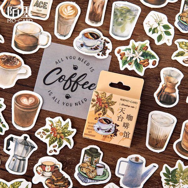 scatola da pezzi Retro Rooftop Coffee House Journal Adesivi decorativi per cancelleria Scrapbooking Diario fai da te Album Etichetta stick