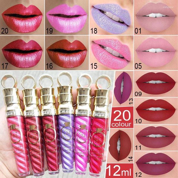 Lip Gloss Heallor Make Up Lips Matte Liquid Lipstick Impermeável Longa Longa Pigmento Sexy Nude Glitter Style Beleza Vermelha TINT