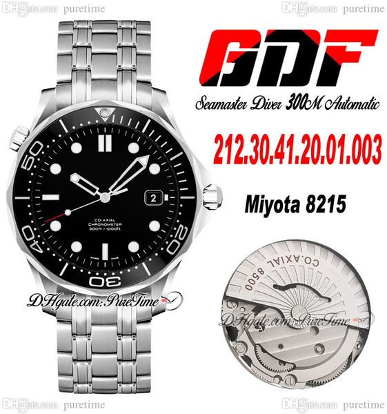 GDF Drive 300M Miyota 8215 Автоматические мужские часы керамическая белая эмалевая шкала для дайвинга Bezel Black Dial 212.30.41.20.01.003 Браслет из нержавеющей стали E12C3