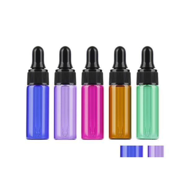 Bottiglie di imballaggio Bottiglie contagocce in vetro blu cobalto da 5 ml all'ingrosso Piccoli piccoli veli per oli essenziali Cosmetici Imballaggio Sn2037 Drop De Dhe3M