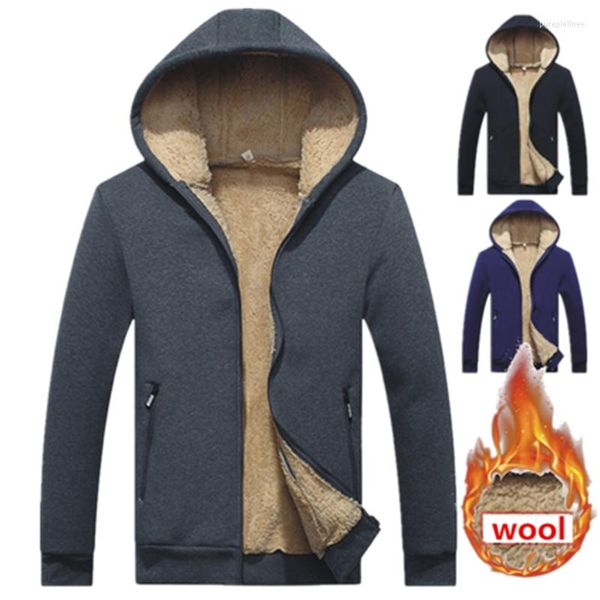 Moletons masculinos Marca de lã Homens 2022 zíper de moletom com capuz sólido com capuz de moda de moda masculina mole mole fleece Mens M-4xl 965