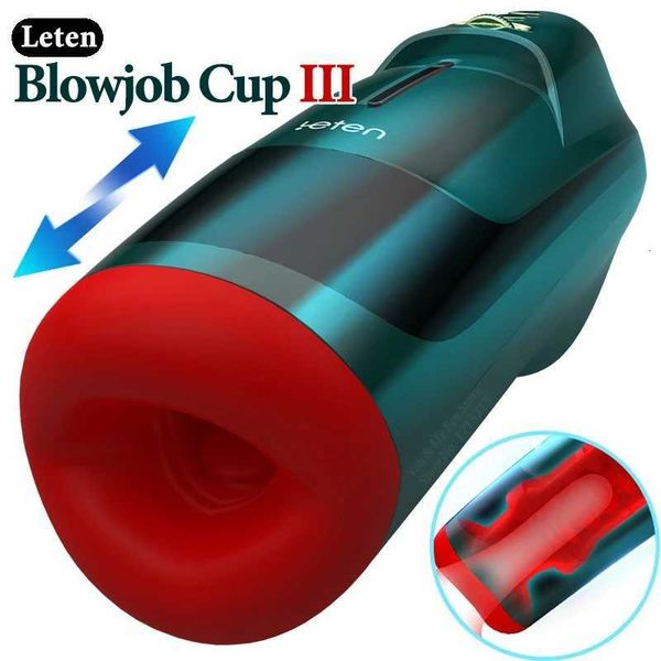 Vibratore sex toys Leten Pompino Masturbatore Succhiatrice Gola profonda Telescopico Giocattolo del sesso maschile Pistone Riscaldamento 18 Masturbazione automatica per uomini J7P1