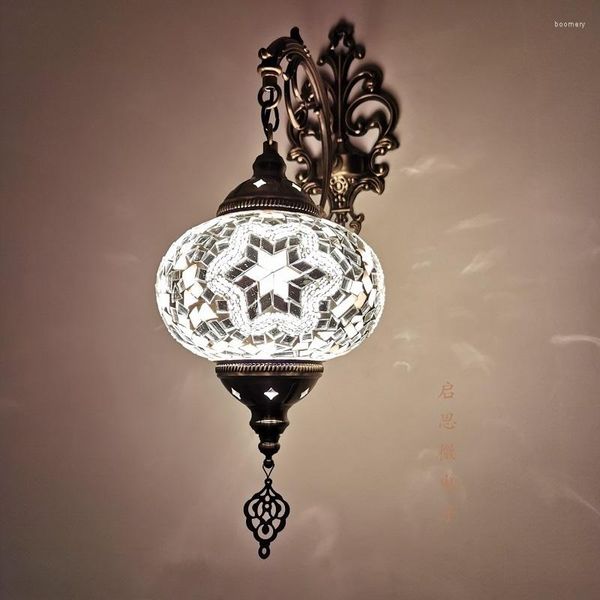 Настенная лампа Большой размер средиземноморский стиль стиль деко -деко турецкий мозаичный стеклянный романтический свет ручной работы
