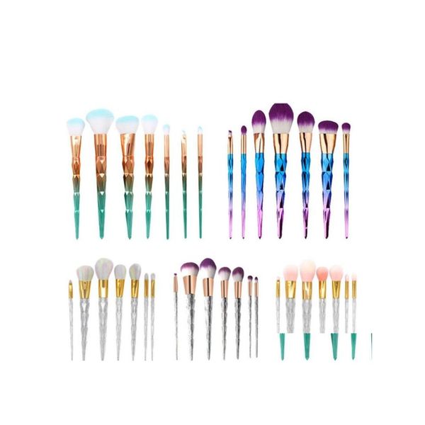 Sonstige Haushaltsmindermänner 7pcs/Set Pulver Foundation Lidschattenkontur Highlight Mischen kosmetische Pinsel -Make -up -Bürsten Set Dhaog