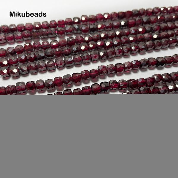 Collane di perline All'ingrosso Naturale 4mm-0.2 Perline quadrate sfaccettate granato rosso per gioielli che fanno collana di braccialetti fai da te Mikubeads 221207