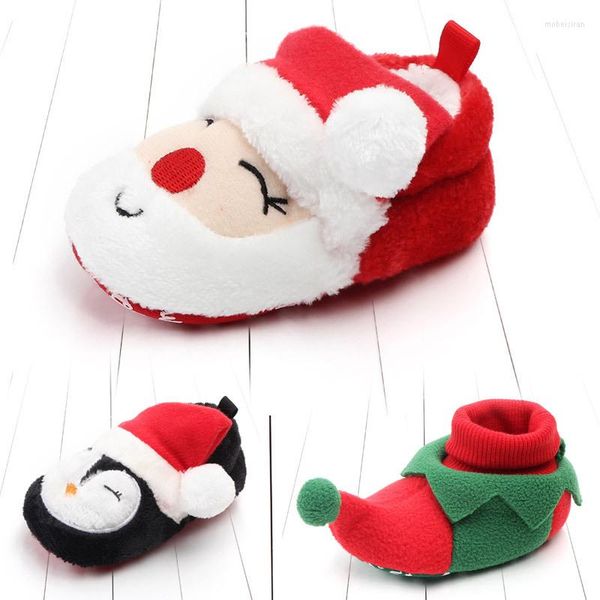 Primeiros Walkers Baby Christmas Walker Shoes Inverno A quente solo de Santa Tree Sapato de desenho animado para meninos meninas nascidas infantis