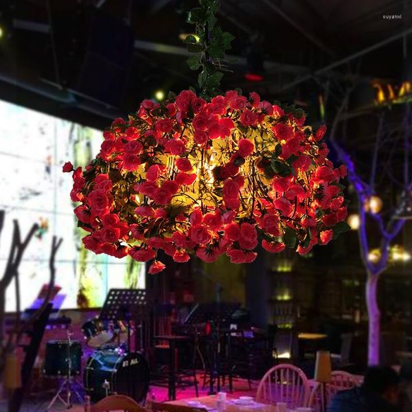 Lâmpadas pendentes Creative Red Shop Red Shop Comercial Light Music Dining Bar Qing Tema Restaurante Chandelador Planta de Planta