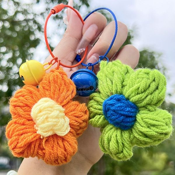 Kreative Blumenglocke Schl￼sselbund Schmuck Lanyard Girl Jungen Paar Geschenk Pfirsich Herzkette Garngarn Keyring Armband Anh￤ngerdekoration Dekor