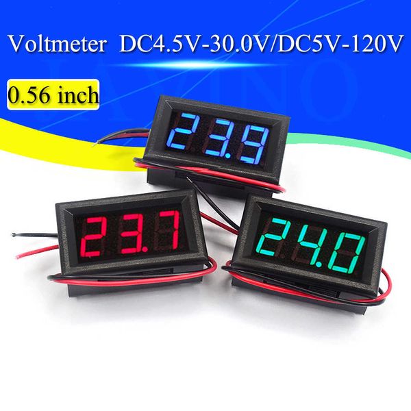 Voltmetro digitale DC 4,5 V a 30 V Misuratore di tensione da pannello Rosso/Blu/Verde per auto moto elettromobile 6 V 12 V