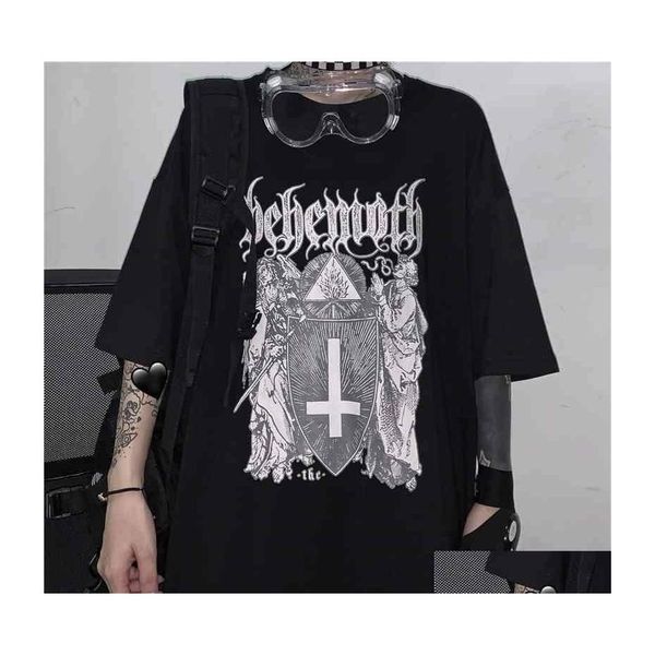 Camiseta feminina qweek goth harajuku tshirt emo shopp shopp tops ver￣o punk rock g￳tico gr￡fico t camisetas streetwear roupas pretas 210 dhz8a