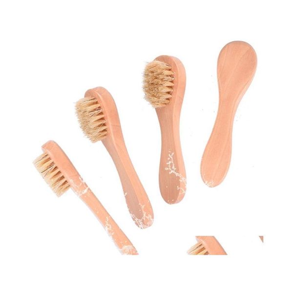 Spazzole da bagno Spugne Scrubber Setole di cinghiale naturale Spazzola per il viso Pelle secca Spa Rimuovi Dead Rub Face Nail Sn2182 Drop Delivery Hom Dhc6G