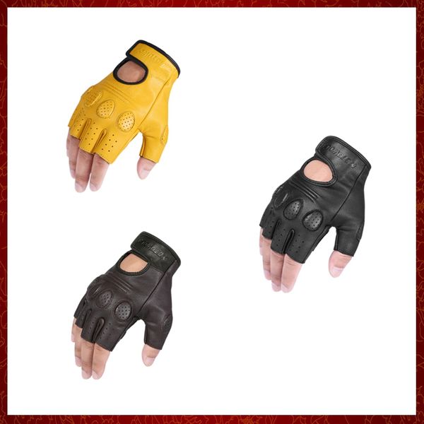 ST809 Sommer Halb Finger Motorrad Handschuhe Leder Guantes Moto Verano Luva Motociclista Gant Moto Handschuhe Taktische Retro Racing