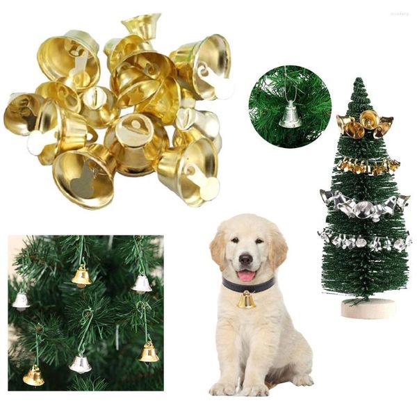 Decorações de Natal 2 cm pequenos mini jingle sinos de ouro decoração de árvore prateada pendagem pendurada metal sino de casamento acessórios para artesanato