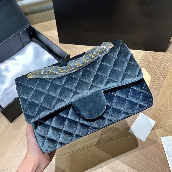 CC Borse Borse a tracolla di marca di lusso 22B Borse CF da donna in velluto Pochette classica con doppia patta Borsa a tracolla con catena Matelasse in metallo dorato Saco